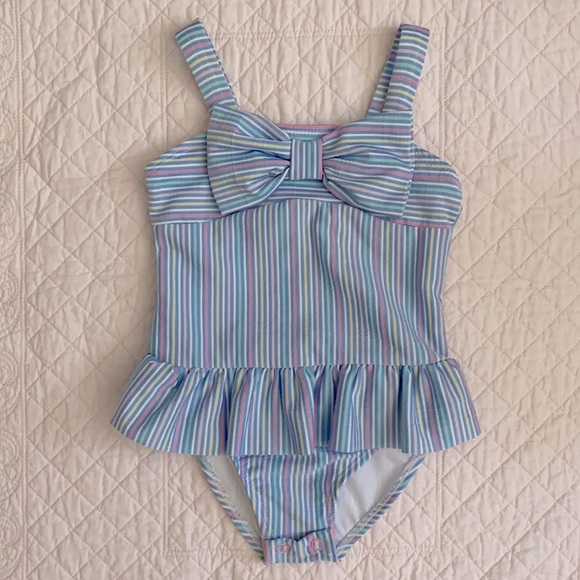 Crown & Ivy Baby | Striped Bow Skirted Swimsuit